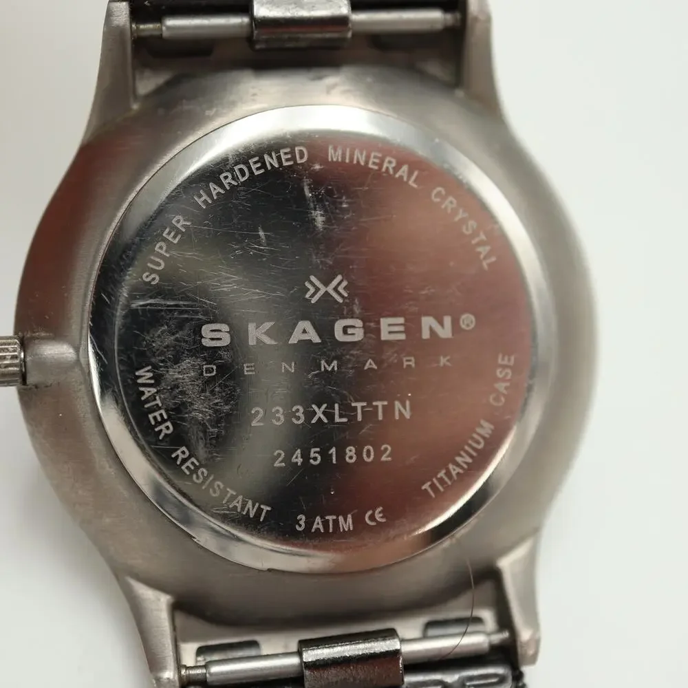 Skagen Titanium Mens Deep Blue 37mm Date Watch Slim Dress Mesh w New Battery